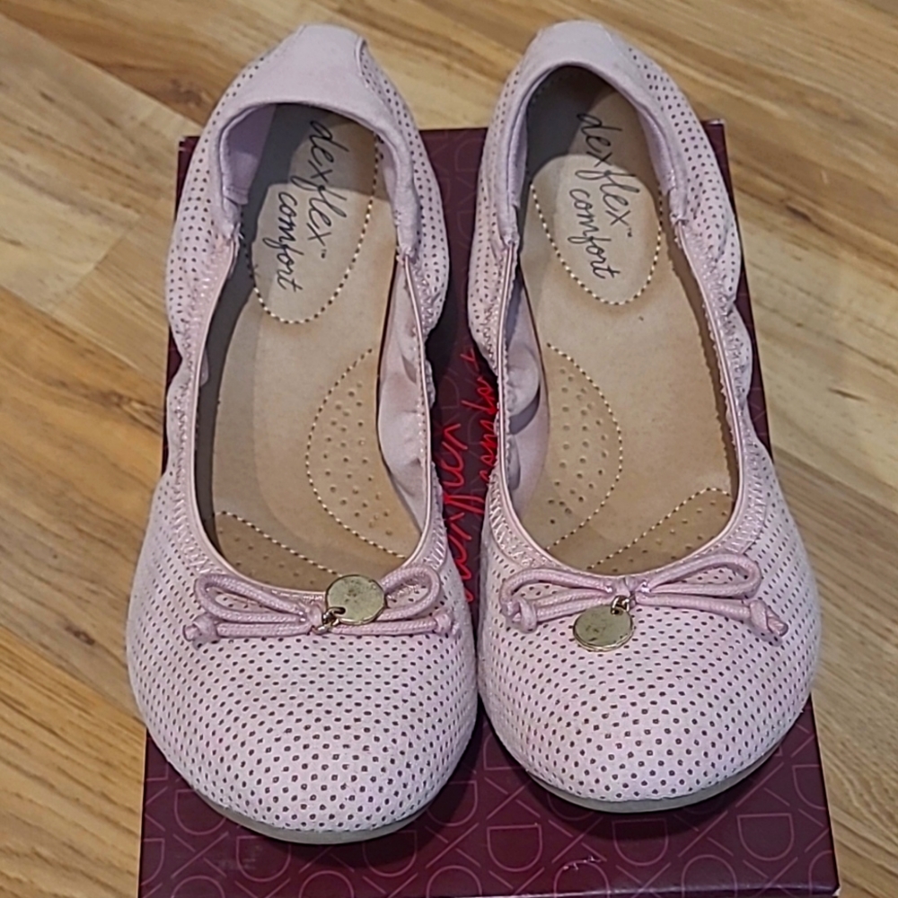 Pink Dexflex Comfort Flats Size 8